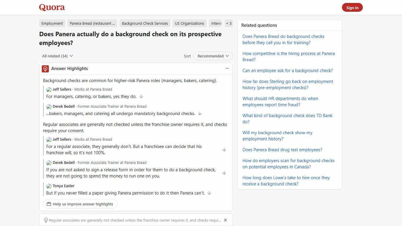Does Panera actually do a background check on its prospective employees? - Quora